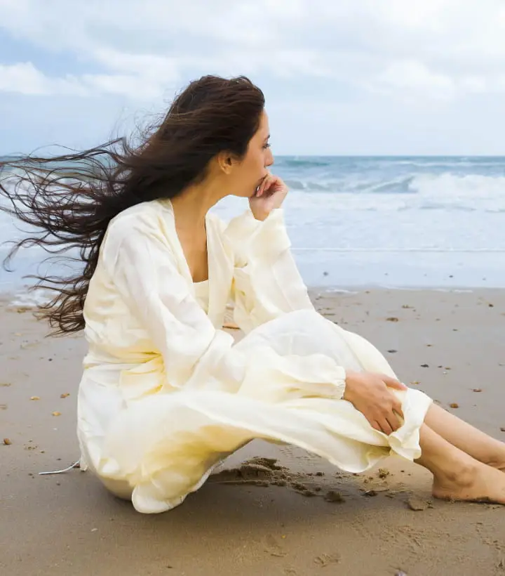 a woman on the beach
